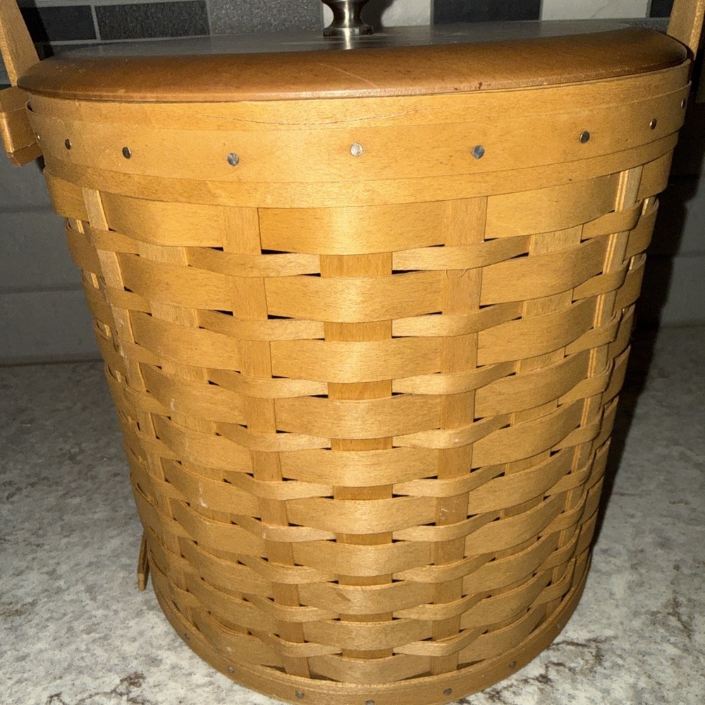Vintage 2003 Longaberger Ice Bucket Basket With Lid & Insulated Protector - Picture 6 of 11